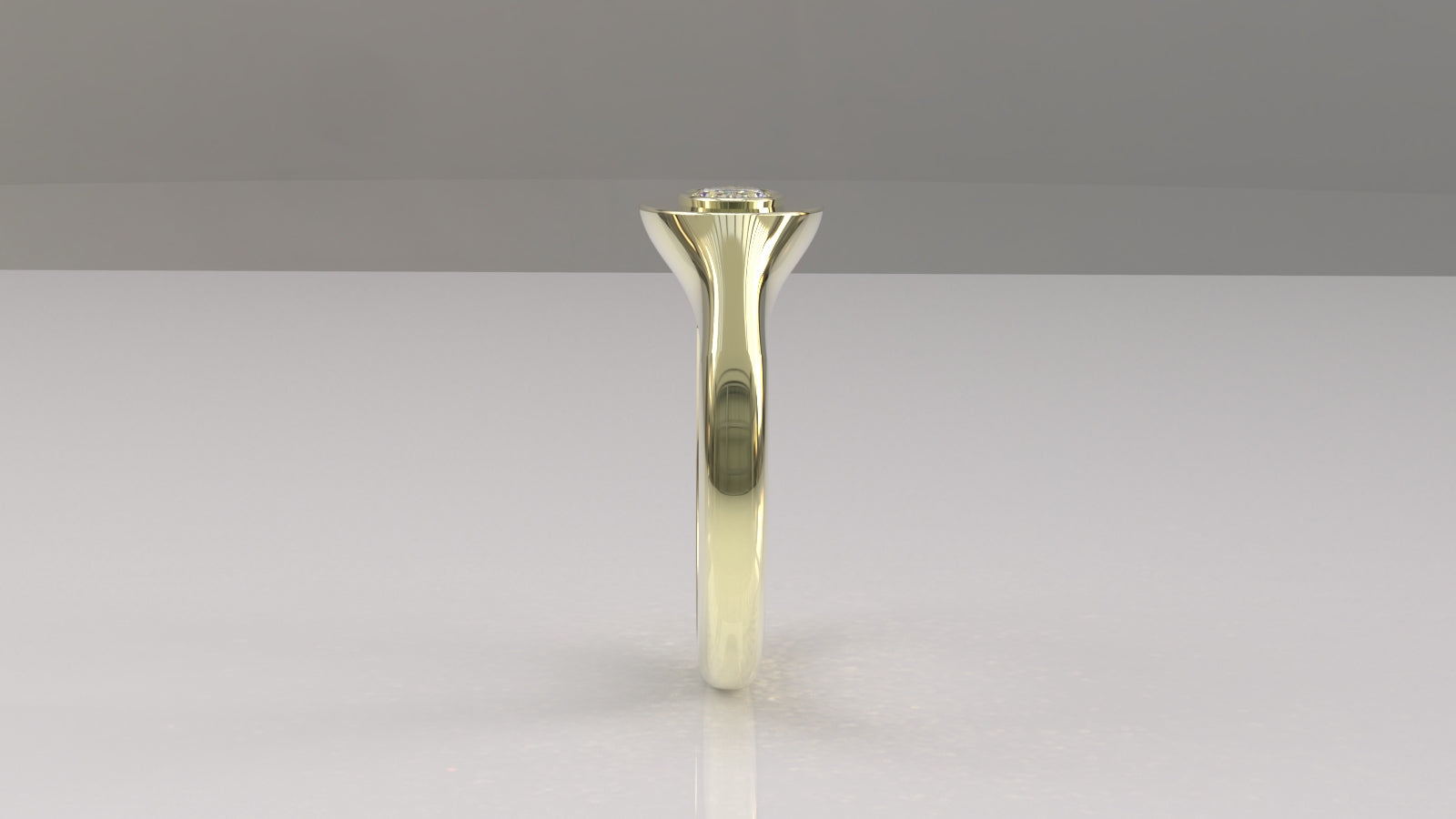 0.33 Ctw East-West Sideways Oval Signet Diamond Ring - 14K 18K (Yellow White Rose) Platinum Rings