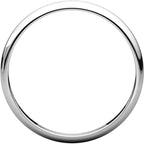 2.5mm Half Round Light Wedding Band Stackable Ring - 14k Gold (Y, W, or R), Palladium, Platinum, Sterling Silver