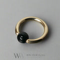 4Mm Obsidian Captive Bead Ring - 14 Ga Hoop 14K Gold (Y W Or R) Sterling Silver Platinum