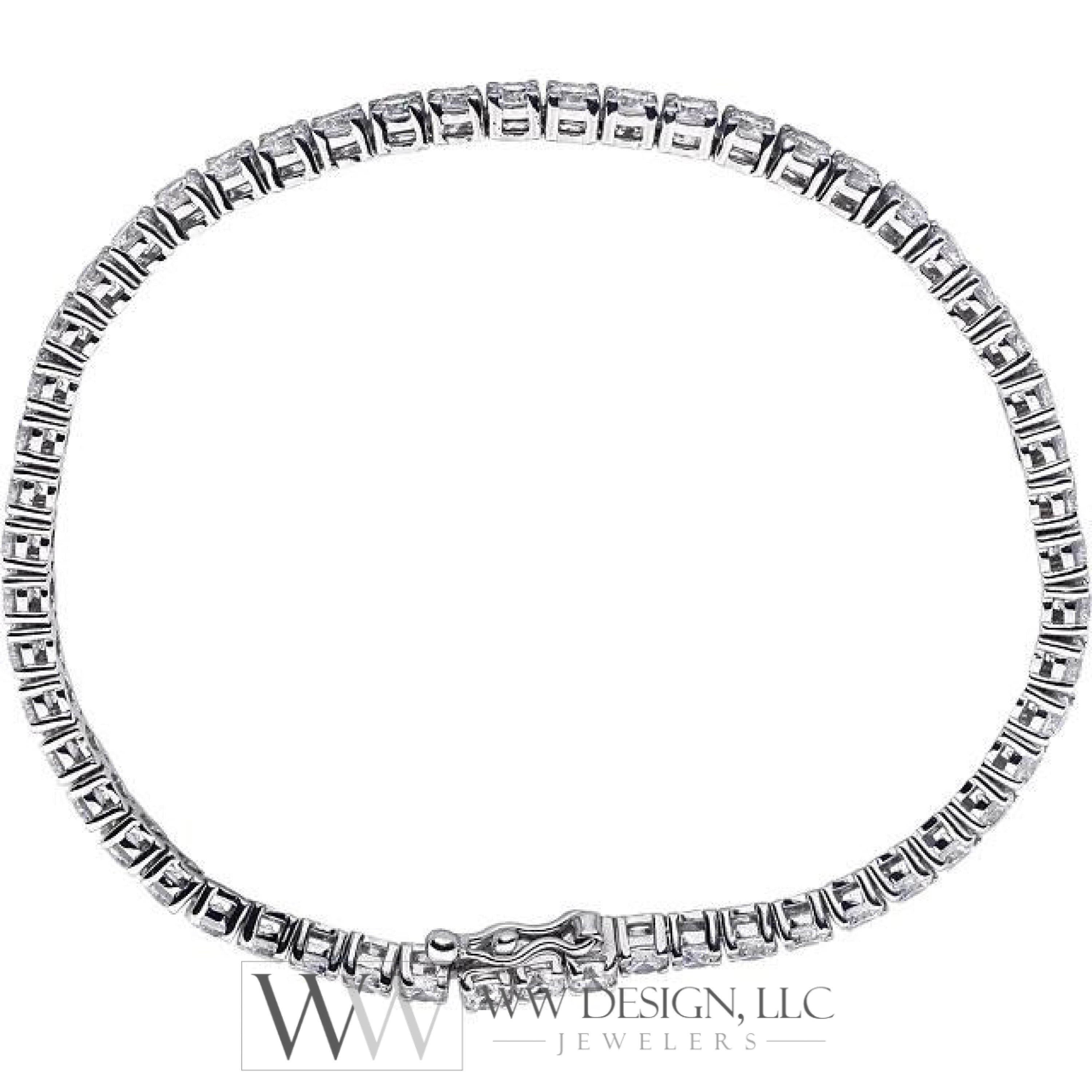 4mm Round Cubic Zirconia Line Tennis Bracelet - Sterling Silver