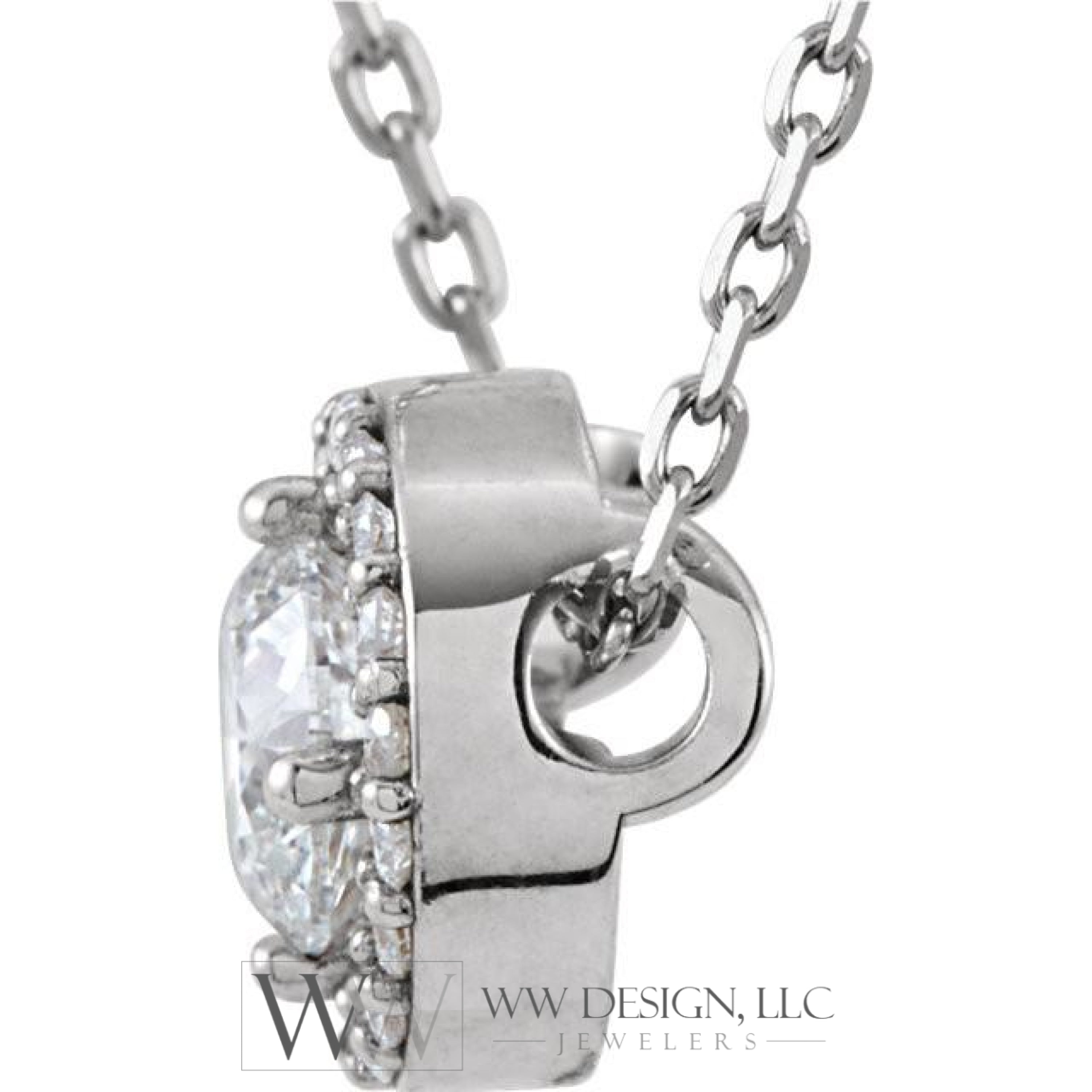 4mm Round Forever Classic™ Moissanite & .04 CTW Diamond Necklace  16" - 14k Gold (Y, W or R), or Platinum, Sterling Silver