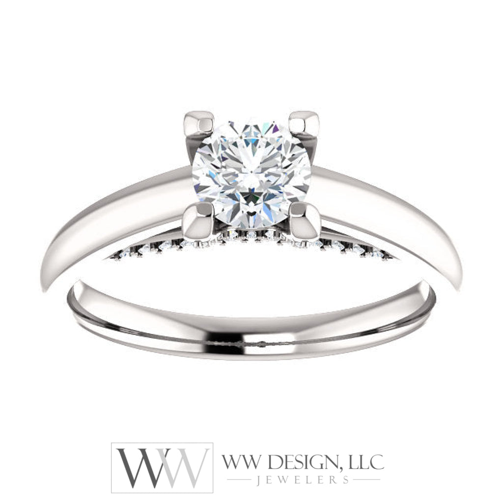 5.2 mm Round 0.6 CTW Diamond Engagement Ring - 14k White Gold or Platinum