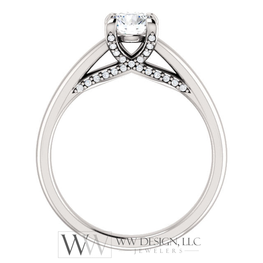 5.2 mm Round 0.6 CTW Diamond Engagement Ring - 14k White Gold or Platinum
