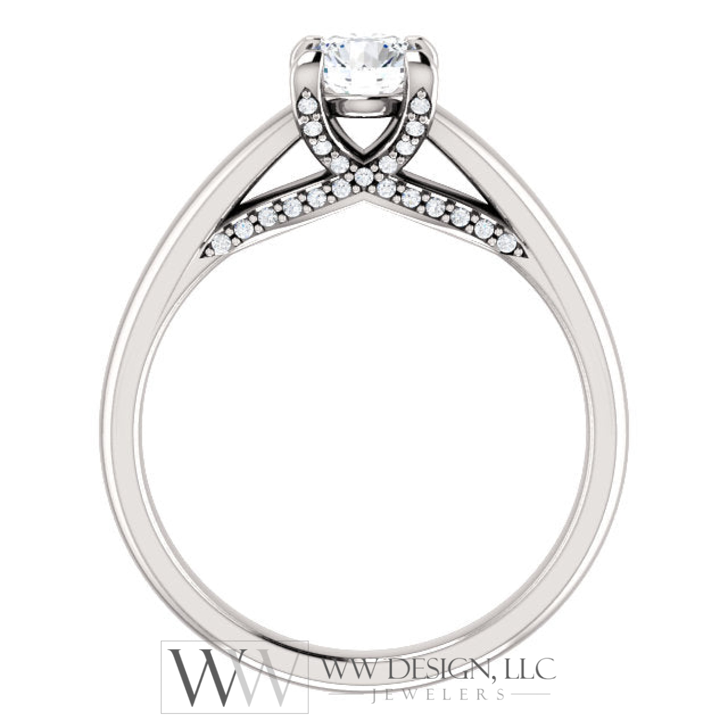 5.2 mm Round 0.6 CTW Diamond Engagement Ring - 14k White Gold or Platinum