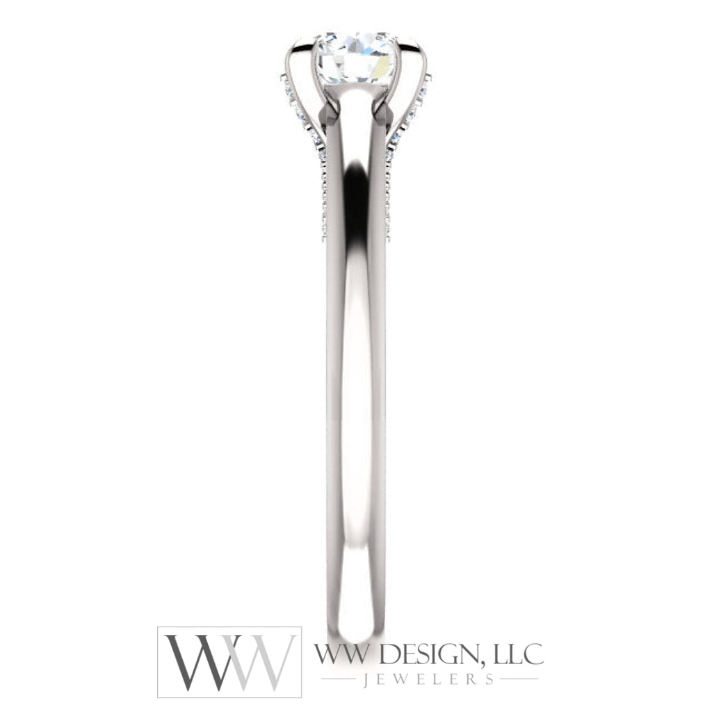 5.2 mm Round 0.6 CTW Diamond Engagement Ring - 14k White Gold or Platinum