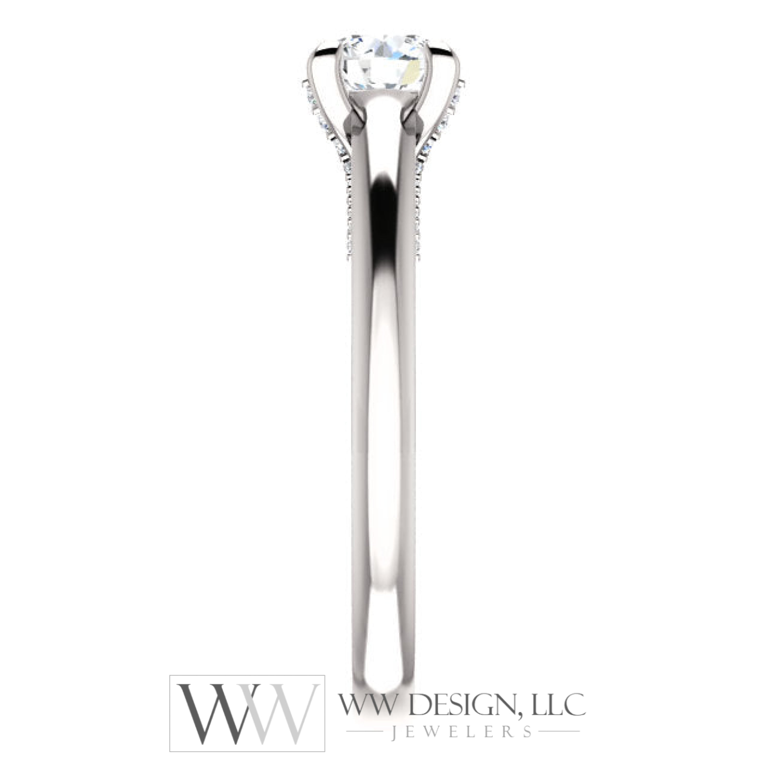 5.2 mm Round 0.6 CTW Diamond Engagement Ring - 14k White Gold or Platinum