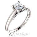 5.2 mm Round 0.6 CTW Diamond Engagement Ring - 14k White Gold or Platinum