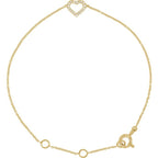 14K Yellow .06 CTW Natural Diamond Heart 6-7" Bracelet