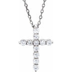 14K White 1/4 CTW Natural Diamond Cross 16-18" Necklace