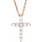 14K Rose 1/4 CTW Natural Diamond Cross 16-18" Necklace