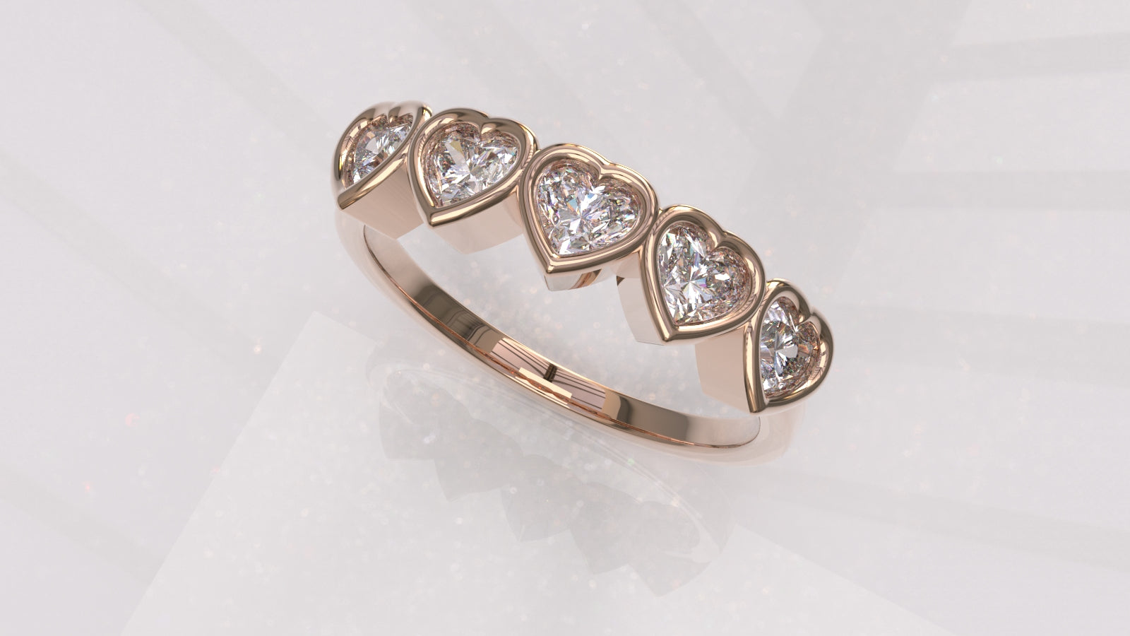 0.75ctw Diamond 5 Heart Ring - 14k, 18k (Y, W, or R), Platinum, Palladium