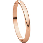 2mm Half Round Light Wedding Band Stackable Ring - 14k Gold (Y, W, or R), Palladium, Platinum, Sterling Silver
