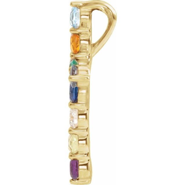 14K Yellow Natural Multi-Gemstone & .03 CT Natural Diamond Cross 16-18" Necklace