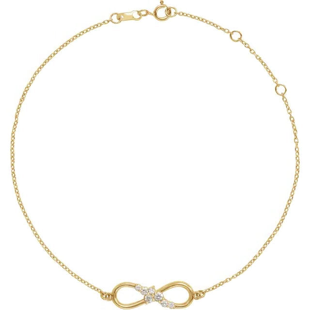 1/8 CTW Natural Diamond Infinity 6 1/2-7 1/2" Bracelet - 14k Gold (Y, R or W), Platinum or Sterling Silver