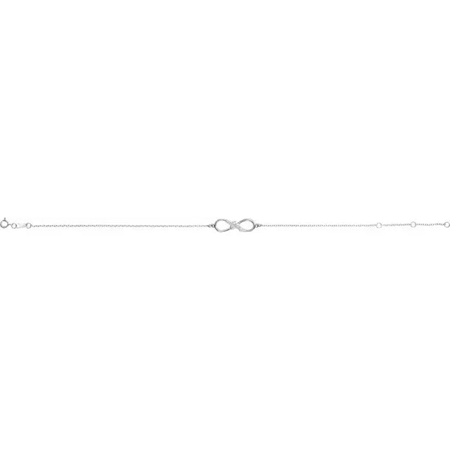 1/8 CTW Natural Diamond Infinity 6 1/2-7 1/2" Bracelet - 14k Gold (Y, R or W), Platinum or Sterling Silver