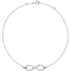 1/8 CTW Natural Diamond Infinity 6 1/2-7 1/2" Bracelet - 14k Gold (Y, R or W), Platinum or Sterling Silver