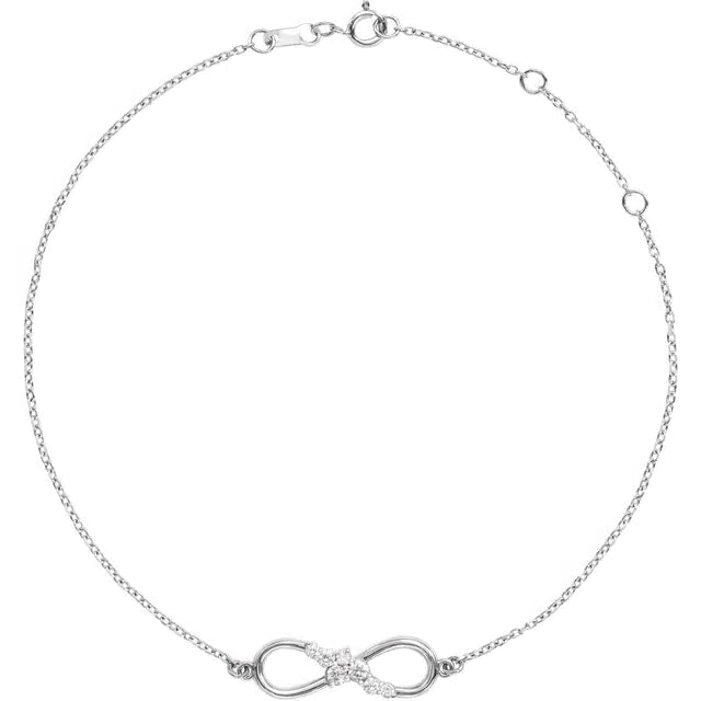 1/8 CTW Natural Diamond Infinity 6 1/2-7 1/2" Bracelet - 14k Gold (Y, R or W), Platinum or Sterling Silver