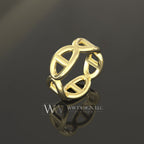 8mm Wide Anchor Chain Style Ring - Wedding Band Stackable Ring - 14k or 18k Gold (Y, W, or R), 22k Gold, Platinum, Palladium, Sterling Silver