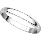 2.5mm Half Round Light Wedding Band Stackable Ring - 14k Gold (Y, W, or R), Palladium, Platinum, Sterling Silver
