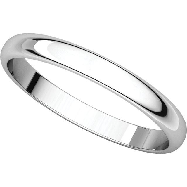 2.5mm Half Round Light Wedding Band Stackable Ring - 14k Gold (Y, W, or R), Palladium, Platinum, Sterling Silver