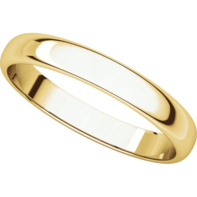 3mm Half Round Light Wedding Band Stackable Ring - 14k Gold (Y, W, or R), Palladium, Platinum, Sterling Silver
