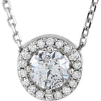 4mm Round Forever Classic™ Moissanite & .04 CTW Diamond Necklace  16" - 14k Gold (Y, W or R), or Platinum, Sterling Silver