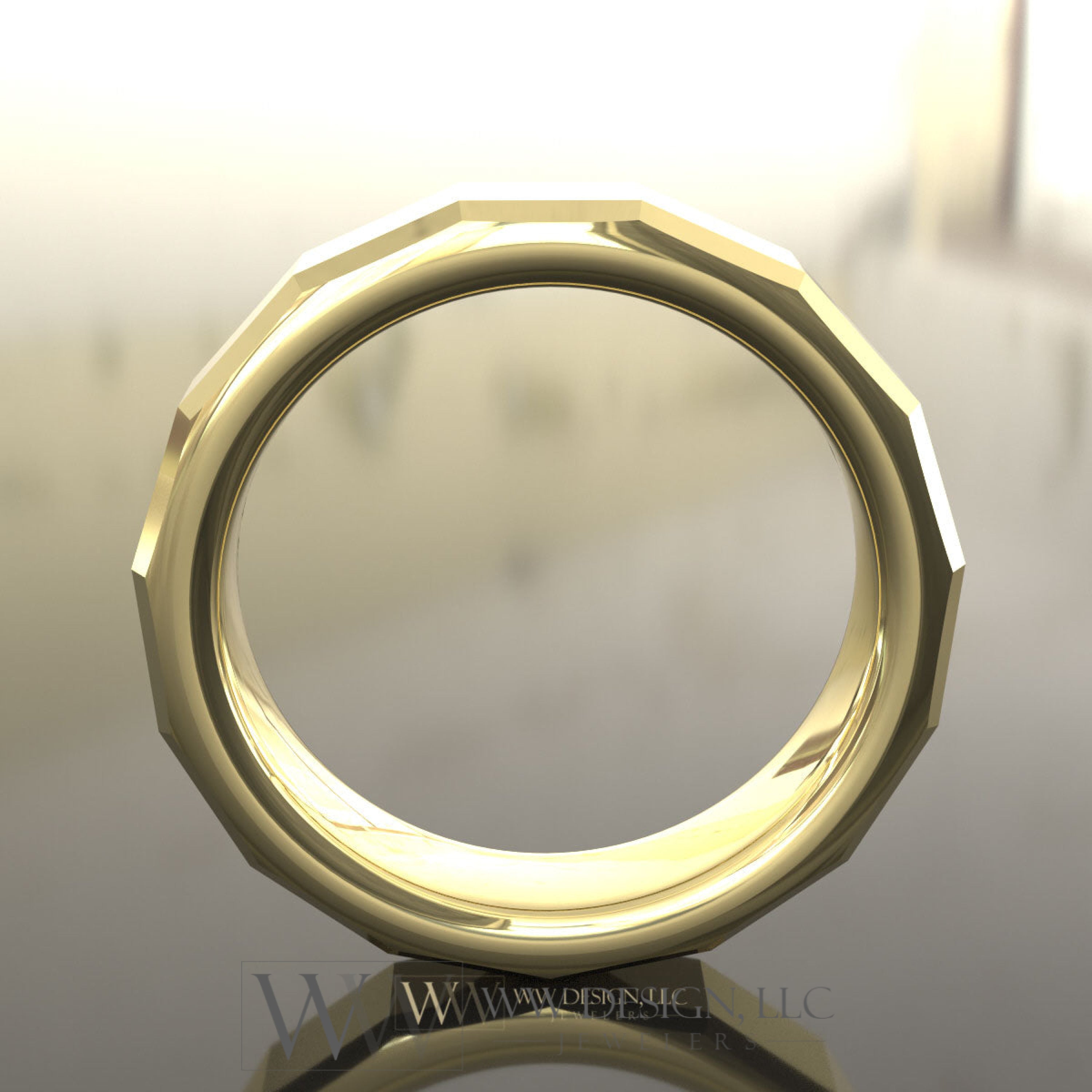 5mm Faceted Ring Wedding Band - 10k 14k 18k 22k Gold Platinum Palladium Rings