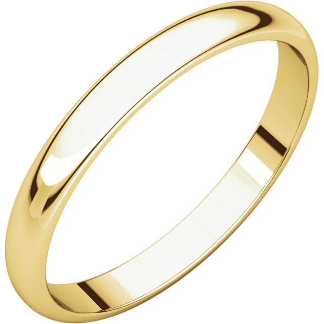 2.5mm Half Round Light Wedding Band Stackable Ring - 14k Gold (Y, W, or R), Palladium, Platinum, Sterling Silver