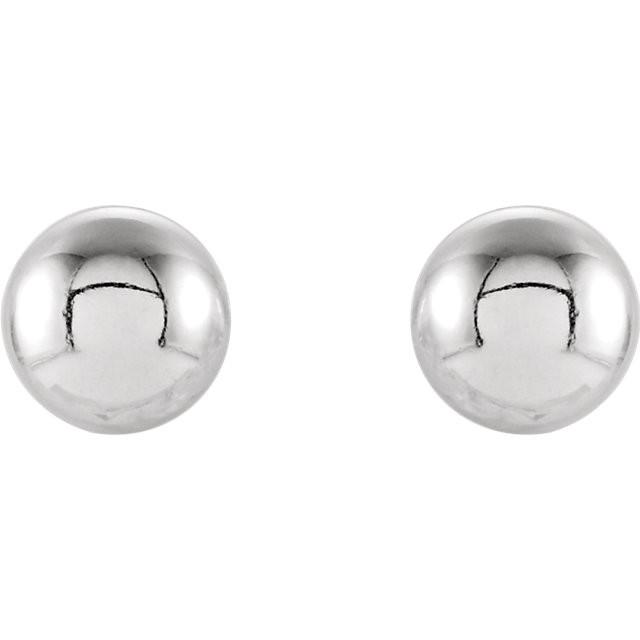 3mm Ball Earrings with Bright Finish - 14K Gold (Yellow or White)