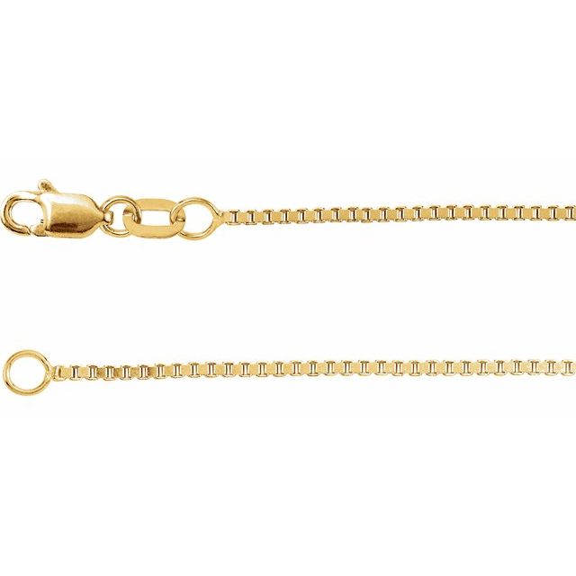 1mm Box Chain Bracelet or Necklace - 14k Gold (Y, W), or Sterling Silver