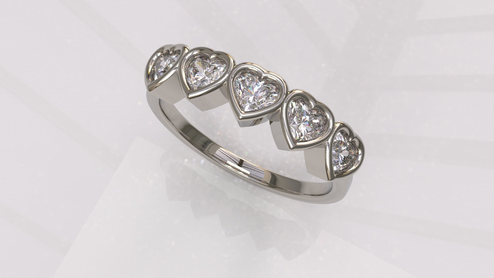 0.75ctw Diamond 5 Heart Ring - 14k, 18k (Y, W, or R), Platinum, Palladium