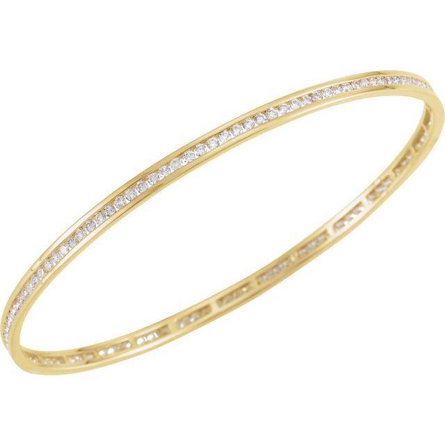 2.25 CTW or 1.5 CTW Natural Diamond Stackable Bangle 8" Bracelet - 14k Gold (Yellow, White or Rose) wwdesignjewelers.com