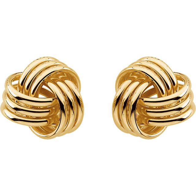 14K Yellow 10.5mm Knot Earrings