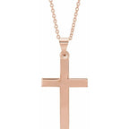 20mm x 13.7mm Cross 18" Necklace - 14K Gold (Y, W, or R), or Sterling Silver