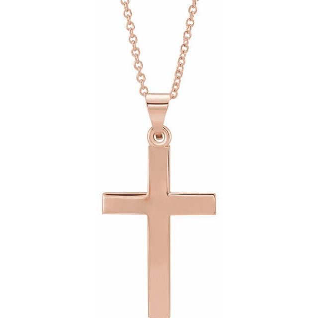 20mm x 13.7mm Cross 18" Necklace - 14K Gold (Y, W, or R), or Sterling Silver
