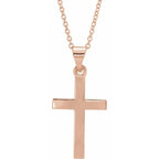 17mm x 11.5mm Cross 18" Necklace - 14K Gold (Y, W, or R), or Sterling Silver