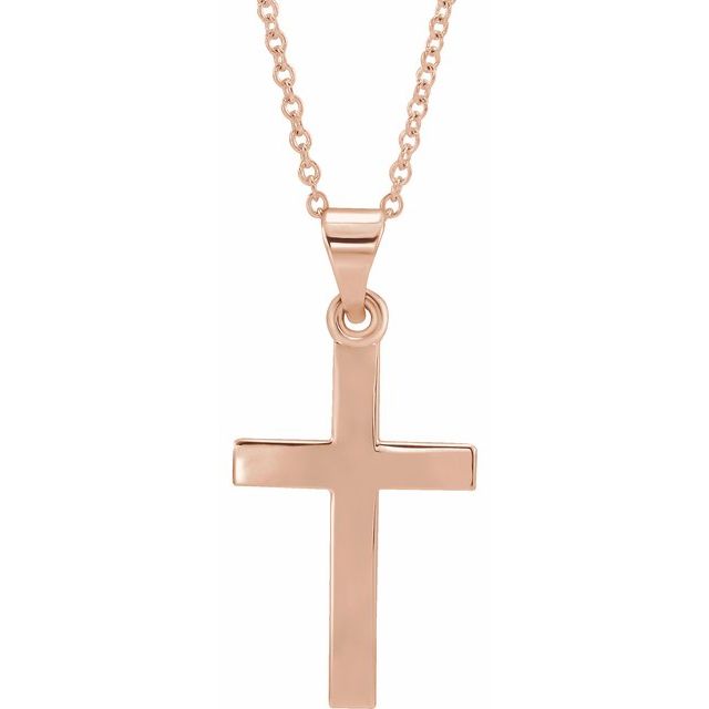 17mm x 11.5mm Cross 18" Necklace - 14K Gold (Y, W, or R), or Sterling Silver