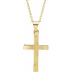 17mm x 11.5mm Cross 18" Necklace - 14K Gold (Y, W, or R), or Sterling Silver