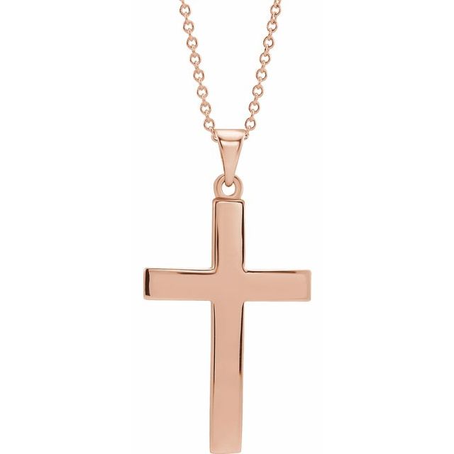 23mm x 15.9mm Cross 18" Necklace - 14K Gold (Y, W, or R), Platinum or Sterling Silver