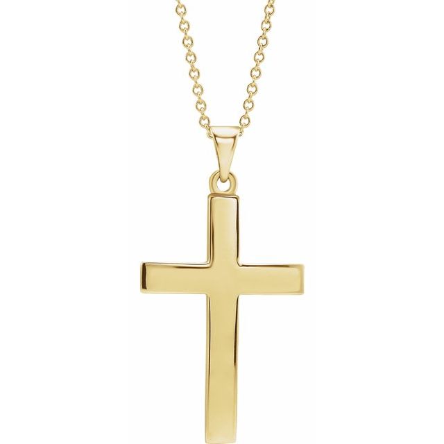 23mm x 15.9mm Cross 18" Necklace - 14K Gold (Y, W, or R), Platinum or Sterling Silver