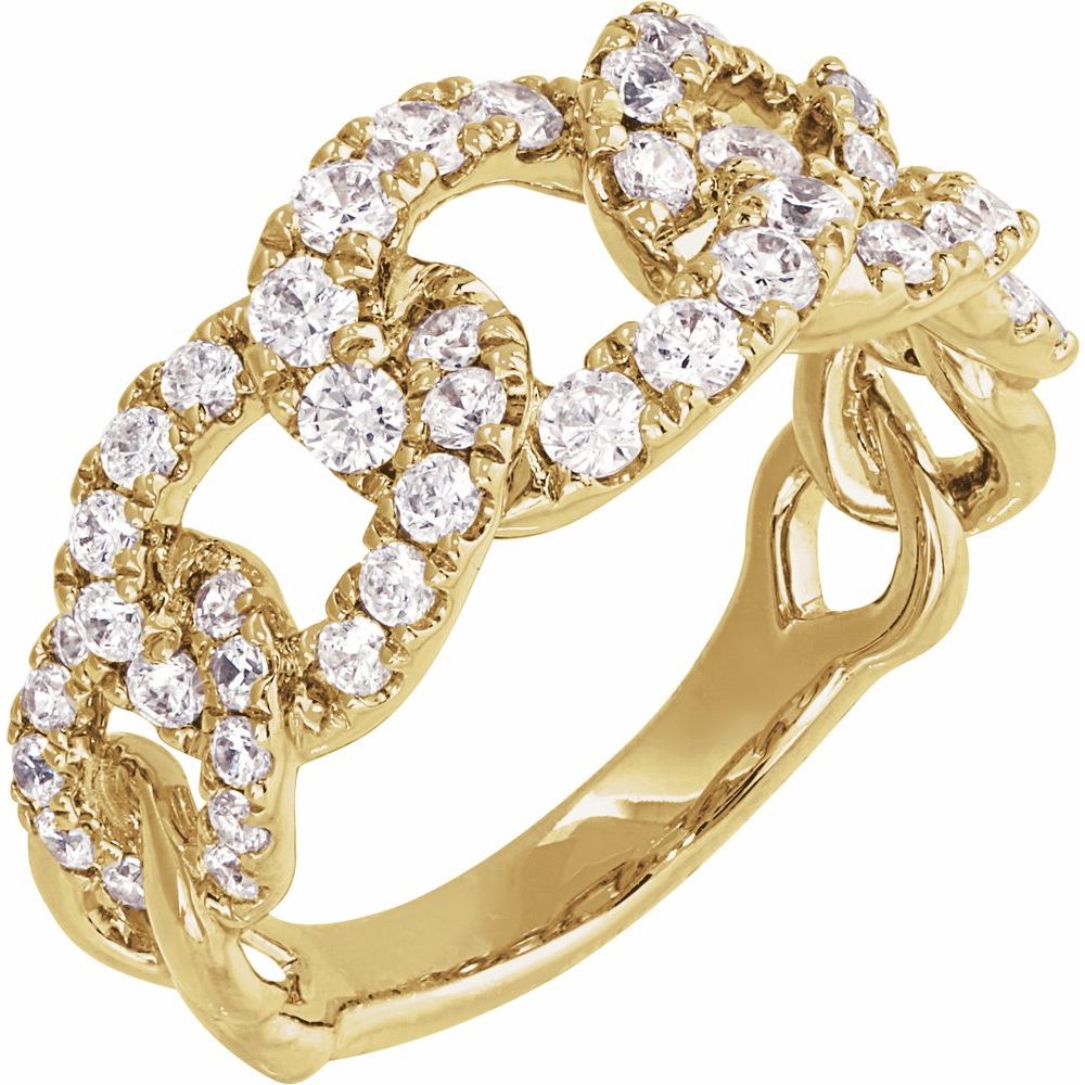 1 CTW Lab-Grown Diamond Chain Wedding Anniversary Band Stackable Ring - 14k Gold (Y, W or R)