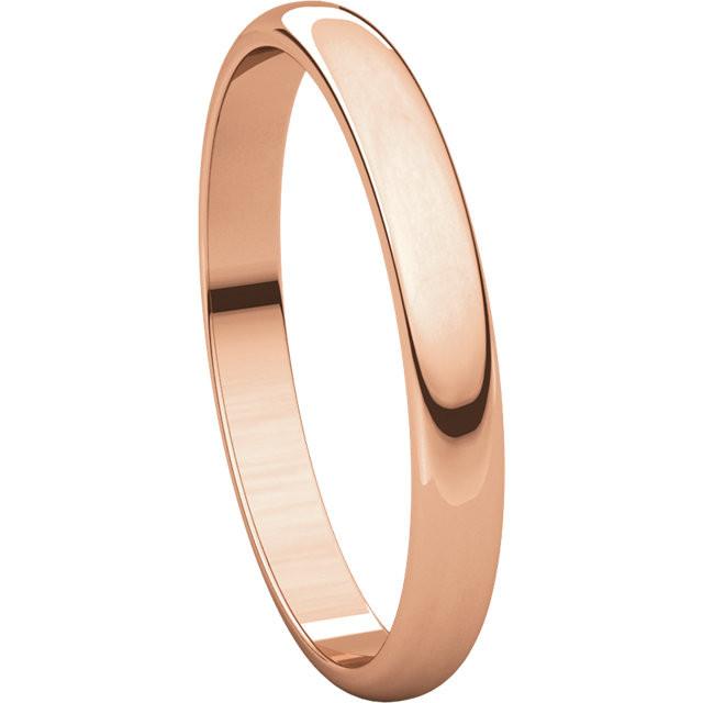 2.5mm Half Round Light Wedding Band Stackable Ring - 14k Gold (Y, W, or R), Palladium, Platinum, Sterling Silver