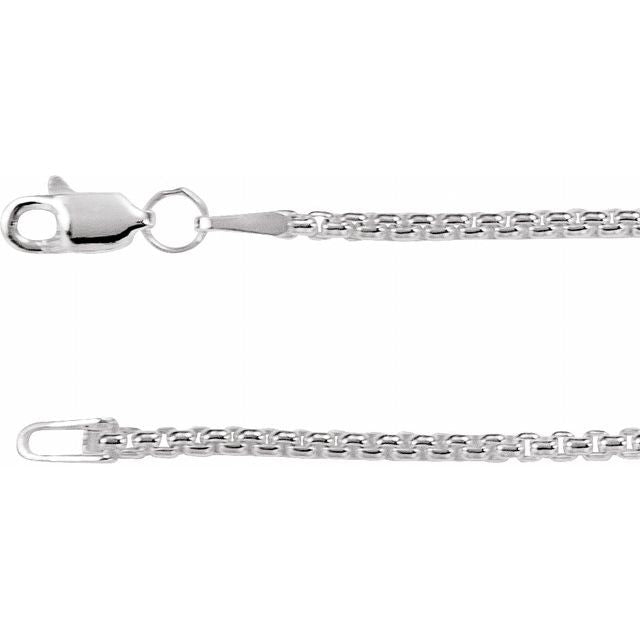 1.8mm Rounded Box Chain Bracelet or Necklace - 14k Gold (Y, W, R), or Sterling Silver
