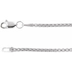 1.8mm Rounded Box Chain Bracelet or Necklace - 14k Gold (Y, W, R), or Sterling Silver