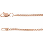 1.8mm Rounded Box Chain Bracelet or Necklace - 14k Gold (Y, W, R), or Sterling Silver