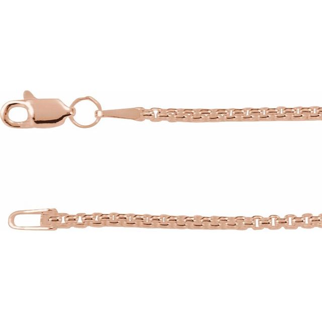 1.8mm Rounded Box Chain Bracelet or Necklace - 14k Gold (Y, W, R), or Sterling Silver