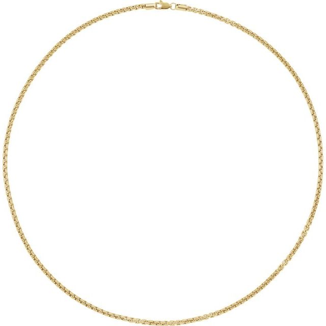 2.6mm Rounded Box Chain Bracelet or Necklace - 14k Gold (Y, W, R), or Sterling Silver