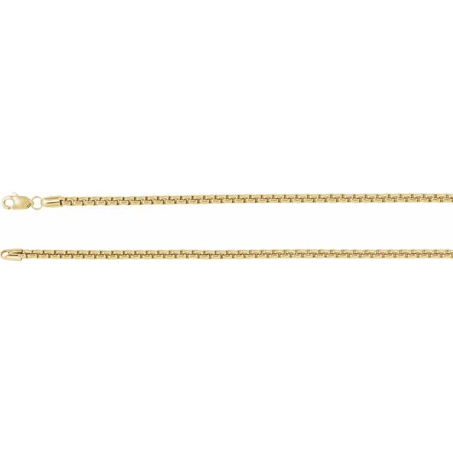 2.6mm Rounded Box Chain Bracelet or Necklace - 14k Gold (Y, W, R), or Sterling Silver