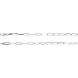 3.85 mm Thin Elongated Flat Link Paperclip Chain - 14k Gold (Y, W, or R), or Sterling Silver - wwdesignjewelers.com