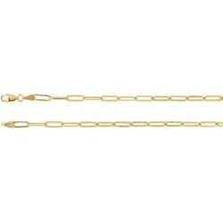 3.85 mm Thin Elongated Flat Link Paperclip Chain - 14k Gold (Y, W, or R), or Sterling Silver - wwdesignjewelers.com